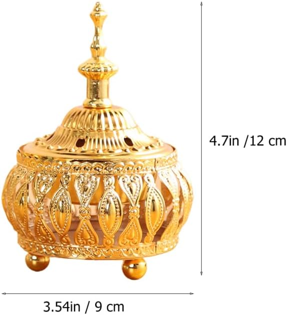 Middle Eastern Style Incense Burner Ornament 4.72X3.54X3.54In Electroplated Metal Incense Holder for Home Decoration