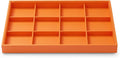 Oirlv Orange Leather Jewelry Tray 12-Grid | Orange Leather Exterior, Soft Microfiber Interior, 12 Grid Inserts, Vibrant Color, Versatile Storage for Jewelry