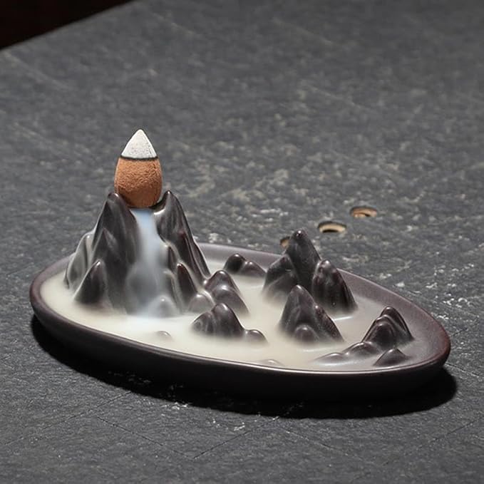 Ornaments Incense Burner, Ceramic Backflow Censer, Backflow Aromatherapy Incense Censer Holder for Home Reading Room Ornaments