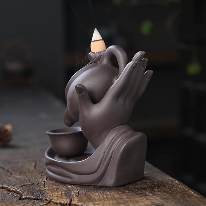 Buddha Hand Series Backflow Incense Burner Indoor Smoke Waterfall Incense Holder Creative Teapot Shaped Ceramic Incense Burner