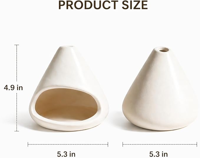 Ceramic Palo Santo Holder Burner,Incense Cone Holder,Mini Chiminea for Palo Santo Sticks and Sage Burner,with Handmade Heat Insulated Mat,Dust Brush,Metal Tweezer. (White)
