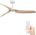 Ceiling Fans with Lights, 56 inch Low Profile Ceiling Fan with Light and Remote Control, Flush Mount, 3CCT, Dimmable, Quiet Reversible Motor, Modern Ceiling Fan for Bedroom Indoor/Outdoor Use