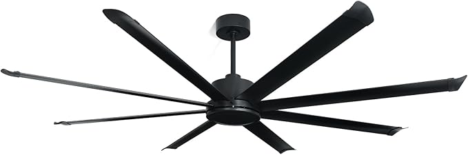 84 Inch HVLS Industrial Ceiling Fan, Large Ceiling Fan with Remote Control, 13500 CFM High Airflow Commercial Fan for Garage Gym Shop Warehouse, Quiet DC Motor, 6 Speeds, 8 Aluminum Blades