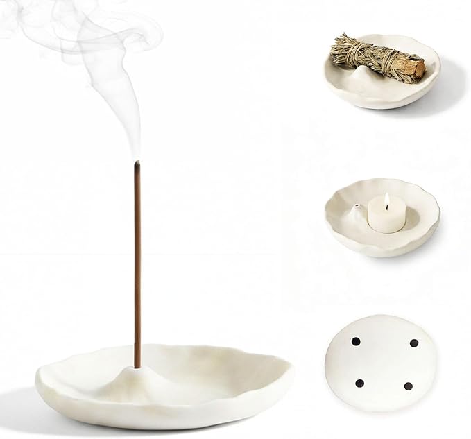 Minimalist Stone Sand Incense Holder – Handcrafted Modern Minimalist Incense Stick Holder for Meditation, Yoga, Aromatherapy, Home, Office Decorative Burner