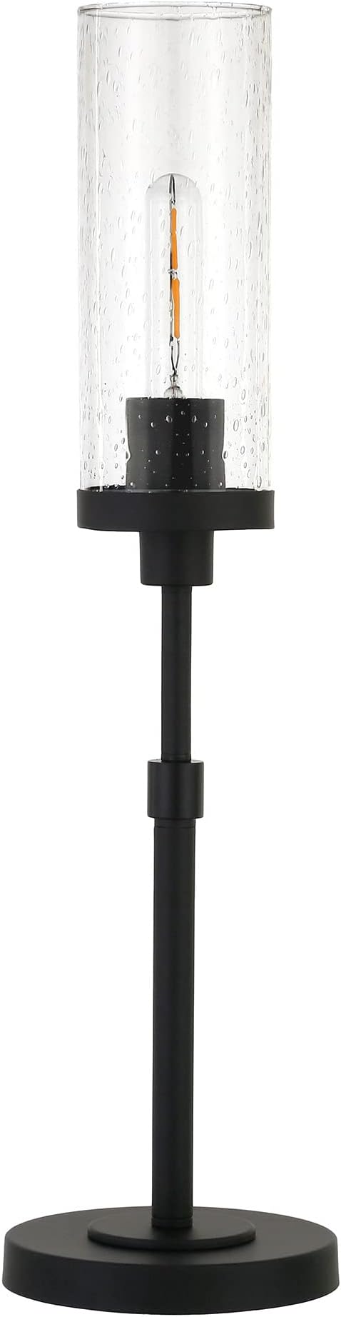 Frieda 26.68" Tall Table Lamp with Glass Shade in Blackened Bronze/Seeded