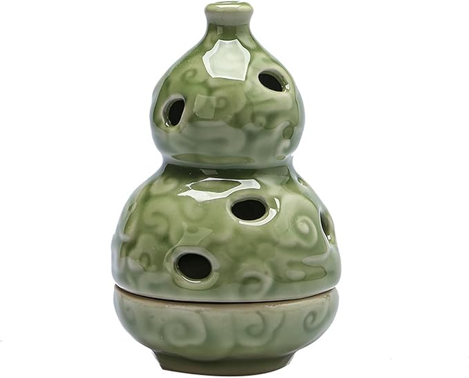 Ceramic Incense Burner, Incense Holder Suitable for Incense Sticks, Cone Incense, Palo Santo, White Sage, for Spiritual Cleansing, Stress Relief, Meditation Accessories (HuLu)