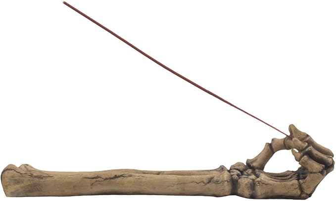 Home 'n Gifts Spooky Skeleton Hand and Arm Incense Stick Holder Display Stand Figurine for Scary Halloween Decorations or Gothic Art & Decorative Home Decor Aromatherapy Incense Burners, Multicolor