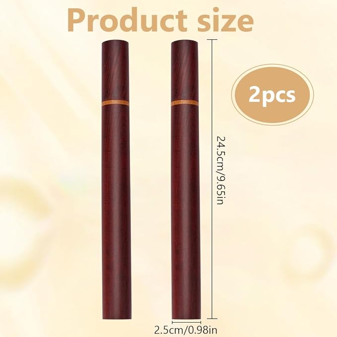 WEBEEDY 2 Pcs Vintage Rosewood Incense Storage for Sticks Portable Incense Holder Organizer Tube Coffee Tea Storage for Home Desk Decor Travel Kitchen Supplies Unique Gift,24.5x2.5cm/9.7x1''