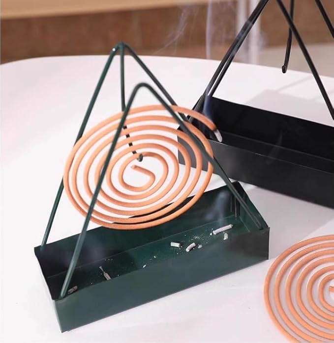 Designer Portable Iron Mosquito Coil Holder with Handle - Fireproof Material Incense Holder