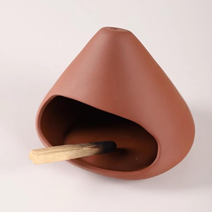 Ceramic Incense Holder Palo Santo Holder Handcrafted Dual-Use for Sage Sticks Cones Incense Burner for Yoga Meditation Aromatherapy Healing Home Decor Red (Style D)