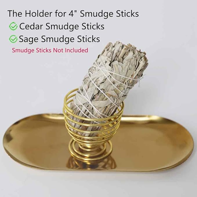 5 in1Incense Burner,Palo Santo Holder,Sage Holder, Incense Holder with Ash Catcher for Incense Sticks,Coil Incense,Incense Cones in Devotional Area, Yoga, Meditation Room Home Décor (Oval)