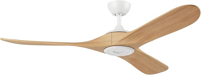 KICHLER Mylo 60" Ceiling Fan with Satin Etch Cased Opal Glass in Matte White with White Maple Wood Blades, Modern, 6-Speed Remote Control, 310560MWH