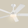 JSAITEE 52 Inch Smart Ceiling Fan with Lights, Remote & App Control, DC Reversible Motor, 6 Speeds Quiet 35dB, 3CCT Dimmable LED, Low Profile Modern Ceiling Fans for Bedroom Living Room, White