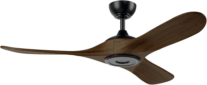 KICHLER Mylo 52 in Modern Ceiling Fan with Light, Satin Black with Aged Walnut Wood Blades, 6-Speed Remote Control, Damp Rated for Bedroom or Living Room, 310552SBK