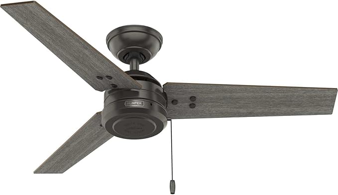 Hunter Cassius, Outdoor or Indoor, Ceiling Fan, 44 inch, Fresh White | Covered patios and porches get a no-light design, droop-free blades, and compact scale for offices or small rooms.