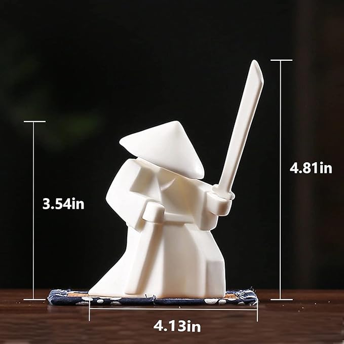 LYART Tea Pet Warrior Statue Figurine Tea Ornament Accessories Cute Kung Fu Tea Decoration Gift for Tearoom Home Office Children's Day Gift for Tea Lover (White1 and White2)