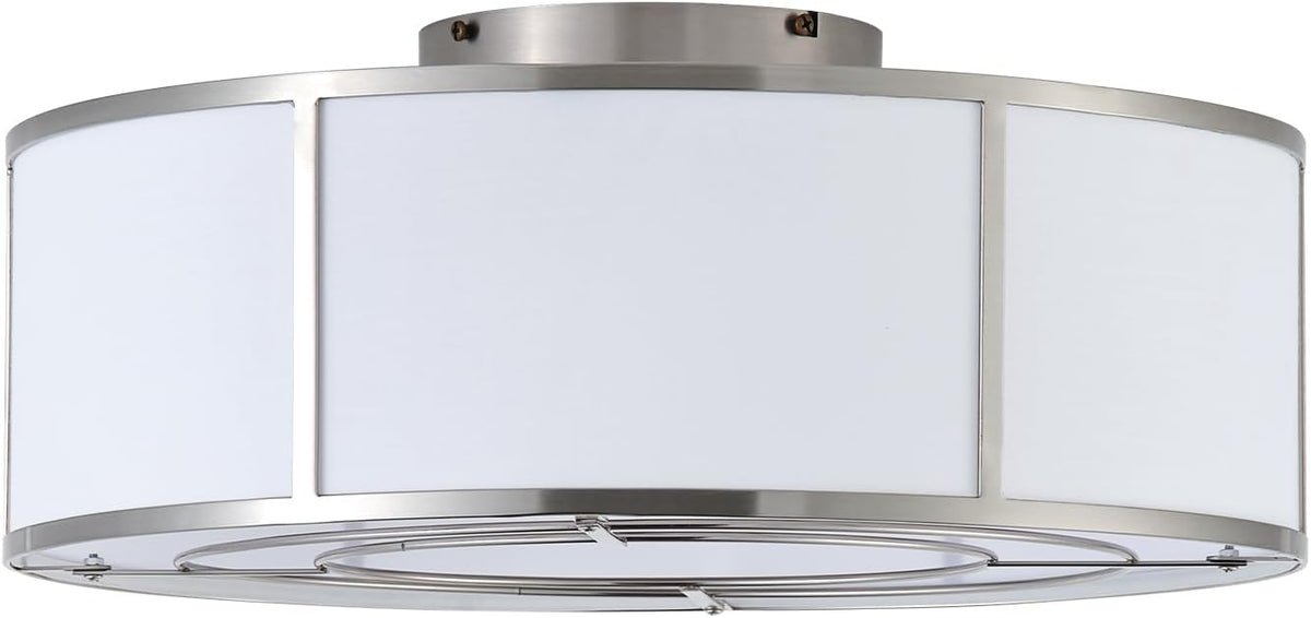 Low Profile Ceiling Fans with Lights, 20" Flush Mount Ceiling Fan with Light, Silver and White Boho Bladeless with 6 Speeds Remote Control for Bedroom, Nursery, Living Room