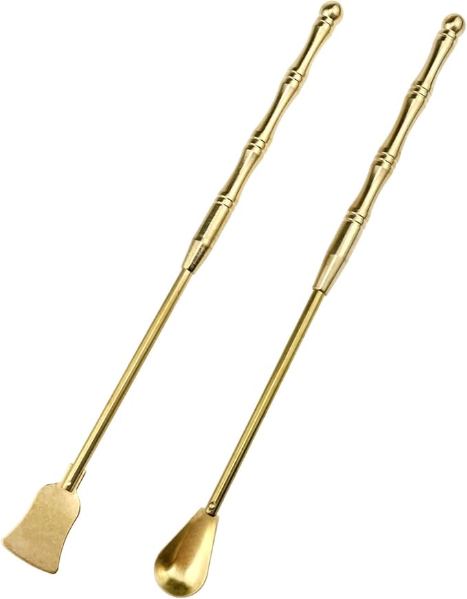 Lovelysp Incense Tool Set Incense Equipment Copper Spoon and Shovel for Incense Burner Copper Incense Spoon Incense Shovel Incense Burner Accessories -2 PCS, Yellow, LS-2401027204