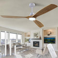 QUTWOB 60" Wood Ceiling Fan with Light, Reversible DC Motor, Remote Control | solid wood blades, quiet 6-speed reversible dc inverter motor, remote control, 3-color led, for indoor outdoor patio bedroom