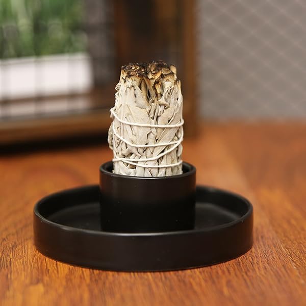 Sage Holder, Sage Burner, Sage Holder for Burning, Smudge Bowl, Sage Sticks Holder, Incense Holder, Black Candlestick Holder, Altar Decor