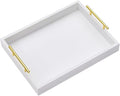 16"x12" Serving Trays with Handles, White Decorative Serving Tray, Ottoman Trays, Living Room, Bathroom, and Outdoors Decorative Trays (White)