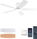 NKPU Ceiling Fans with Lights, Low Profile Ceiling Fan with Light and Remote/APP Control, DC Motor, Noiseless, Flush Mount, 52inch White Ceiling Fan for Bedroom Indoor/Outdoor Use