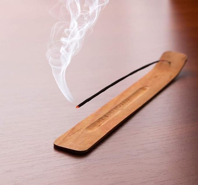 Incense Garden Wooden Incense Holder for Sticks with Inlays of Brass Plain 10 inches Long
