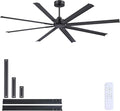 84 Inch Ceiling Fans No Light, Large Industrial Ceiling Fan with 8 Aluminium Blades, Quiet DC Motor, 6 Speeds, HVLS Modern Ceiling Fan without Light for Garage/shop/living room,Black
