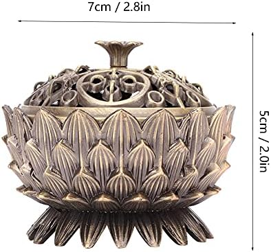 Metal Incense, Anti Corrode Zinc Alloy Material Vintage Lotus Incense Holder Sandalwood for Home Decoration Meditation(Bronze)