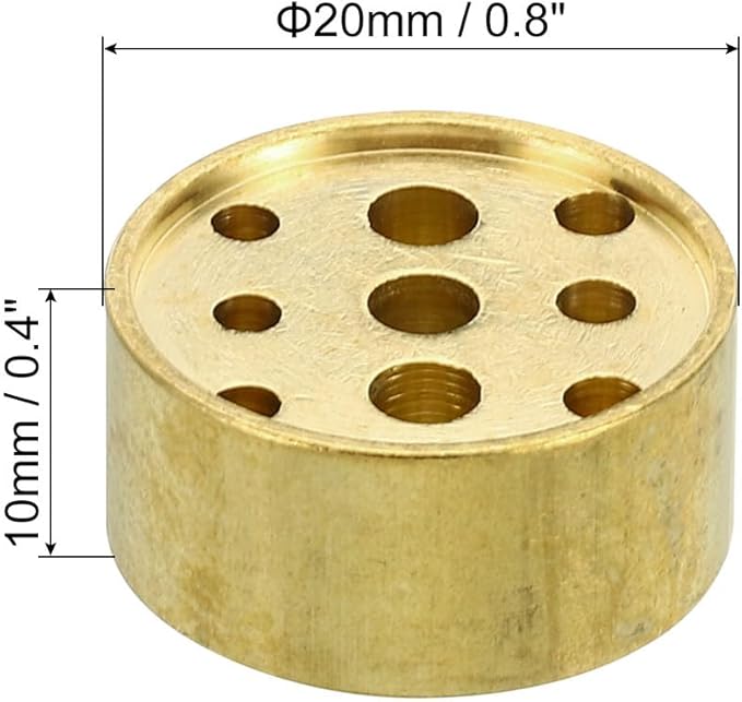 PATIKIL Incense Holder, 2 Pack Brass Incense Cone Burner Stick Holder with 9 Holes Incense Stand Base for Yoga Spa Room Home Office, 0.8" Dia. 0.4" Tall