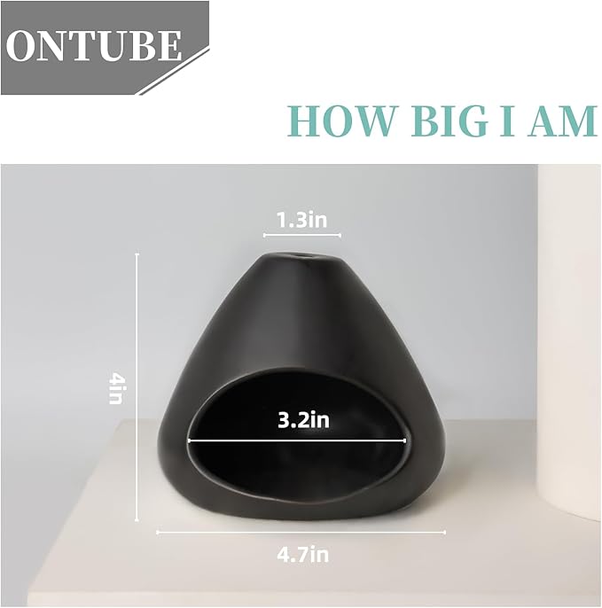 Palo Santo Holder, Modern Incense Burner, Ceramic Smudge Bowl for Yoga, Meditation and Energy Cleansing, Meditation Zen Decor for Home Office (Black)