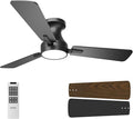 OPONL Ceiling Fan with Light, 42 inch Low Profile Ceiling fan with Light and Remote Control, Reversible, 6CCT, Dimmable, Noiseless, Black Ceiling Fan for Bedroom, Indoor/Outdoor Use, Modern