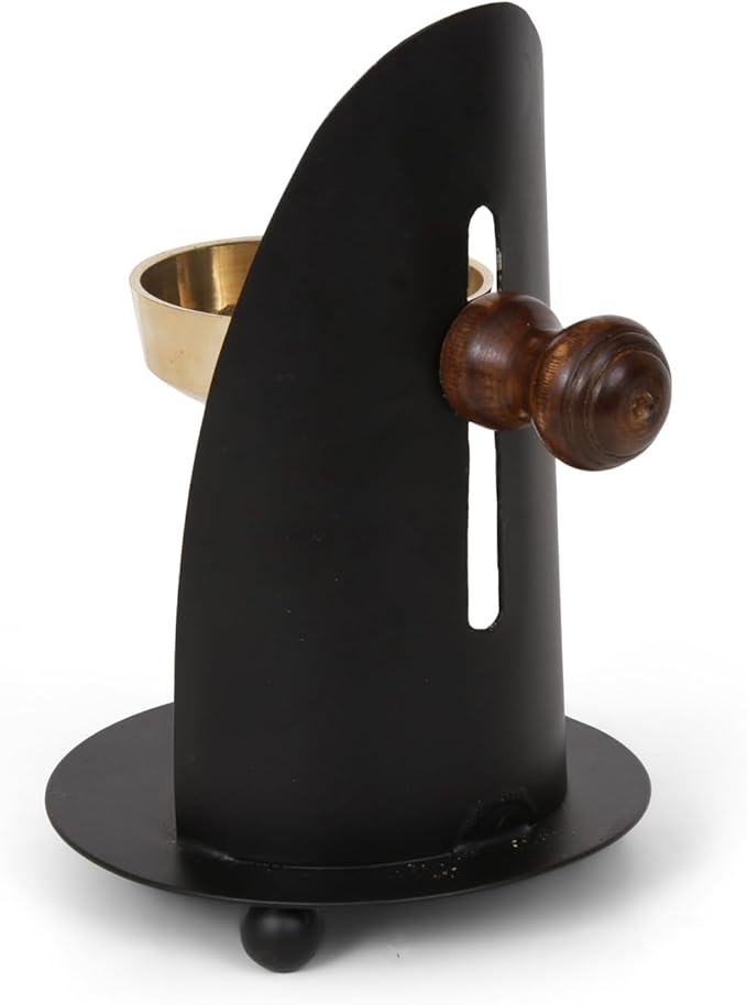 Incense Burner, Black and Gold Incense Holder - Tea Light Candle or Charcoal Resin Heated. for Home Decor, Beautiful Adjustable Design, Spiritual Gifts, Offering Calming Atmosphere