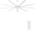 WINGBO Industrial Ceiling Fan No Light 84", 9 Aluminum Blades, 6 Speed Remote Control, Reversible DC Motor, for Home and Commercial Use, Living Room/Shop/Warehouse White
