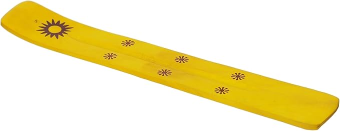 Hosley Wooden Incense Burner in Yellow 10 Inches Long Natural Wood with Yellow Finish Ideal Gift for Wedding, Aromatherapy, Zen, Spa, Reiki, Meditation