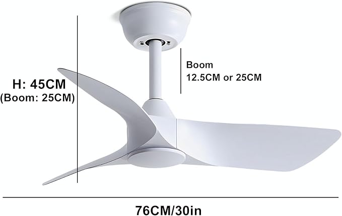 30 Inch White Small Ceiling Fan No Light with Remote 6 speeds | 30 inch quiet ceiling fan no light. 6 speeds, reversible DC motor, timer for small room, bedroom, kitchen, covered patio