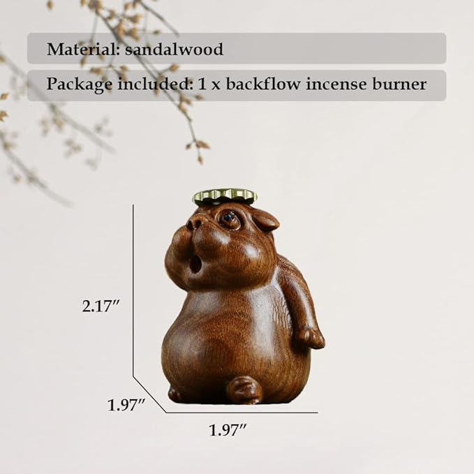 Wooden Groundhog-Shaped Sandal Wood Incense Burner Holder for Home Decoration
