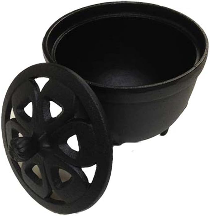 Cast Iron Black Lotus Petal Incense Burner