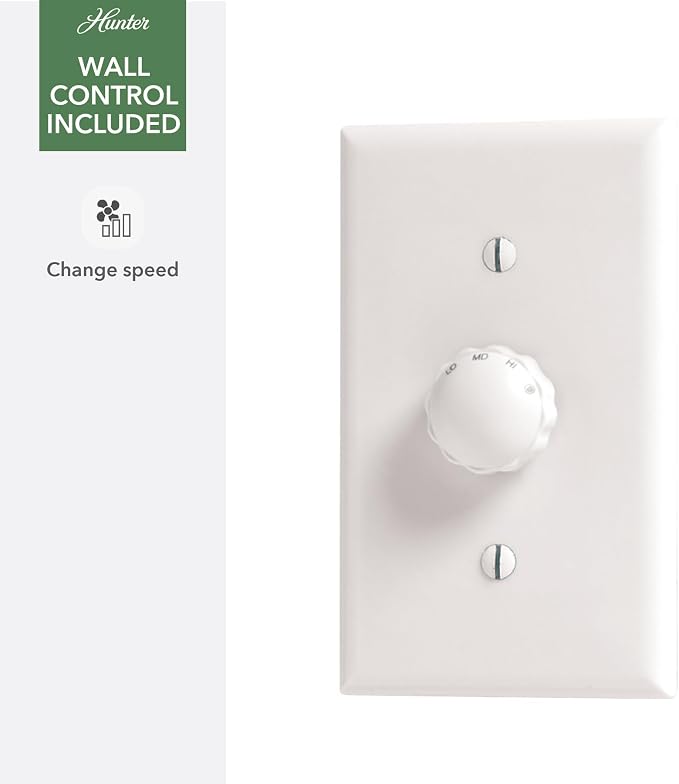 Hunter Presto, Indoor, Ceiling Fan, No Light, Modern, 44 inch, Matte Nickel | Low Profile Mount, Wall Control, 3 Blades, For Bedroom, Living Room, Kitchen, 52403