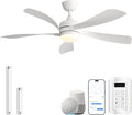 Sofucor 52" Smart Ceiling Fan, Indoor/Outdoor White Ceiling Fans with Lights and Remote, Works with Alexa/Google/App, 3-Color Light 6-Speed Timing Reversible DC Motor for Bedroom Living Room Patio