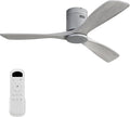Sofucor 52 Inch Low Profile Ceiling Fans No Light, Modern Flush Mount Solid Wood Ceiling Fan with Airflow 5000CFM, Quiet DC Motor, 6 Speeds, Timer & Reversible for Bedroom Living Room, ETL, Gray