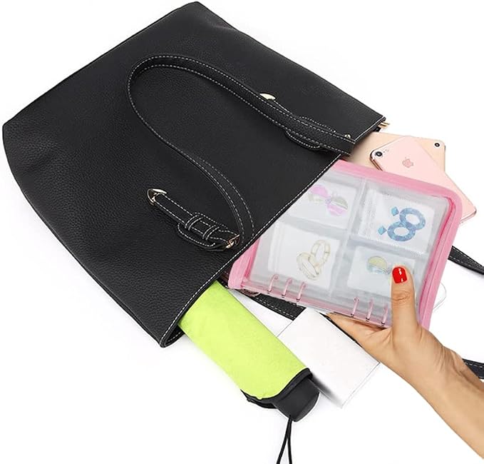 Earring Organizer Case Travel Jewelry Organizer Transparent Jewelry Storage Book for Necklace Bracelet Ring Holder with Small Clear Zippered Pouch