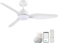 Hoenofly 48 Inch Smart Ceiling Fans with Lights Remote Control,Dimmable LED Light,Outdoor Indoor Modern Ceiling Fan,Quiet DC Motor,WIFI Alexa App Workable,Matte White for Bedroom Living Room Patio
