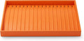 Oirlv Orange Leather Jewelry Necklace Display Tray | Orange leather exterior, soft microfiber interior, chain slots, keeps necklaces organized and visible, bold color