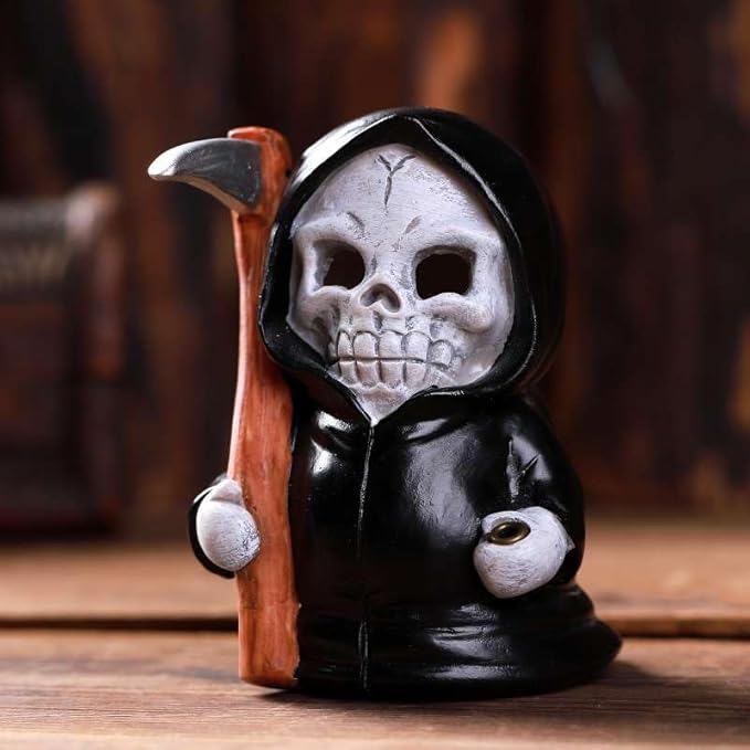 Grim Reaper Incense Holder for Sticks, Halloween Incense Cone Burner Ornaments, Cute Incense Holder, Resin Incense Stick Burner, Ideal for use in Meditation, Incense Smokers and Decoration