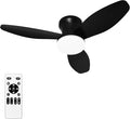 Small Ceiling Fan with Lights and Remote, 32 Inch Flush Mount, Small Quiet, DC Motor, Reversible Blades, 6 Wind Speeds, Dimmable LED, Adjustable Color Temperature, Timer