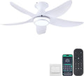 Kviflon 46 inch Ceiling Fans with Lights and Remote/APP Control, Modern Flush Mount Ceiling Fans with 5 Reversible Blades 6 Speeds, 3 CCT Dimmable+Ring Lights for Bedroom Kids Room, White
