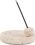 Incense Holder for Sticks, Natural Marble Incense Burner Ash Catcher Plate for Palo Santo, Sage, Meditation, Yoga and Home Decor - Travertine