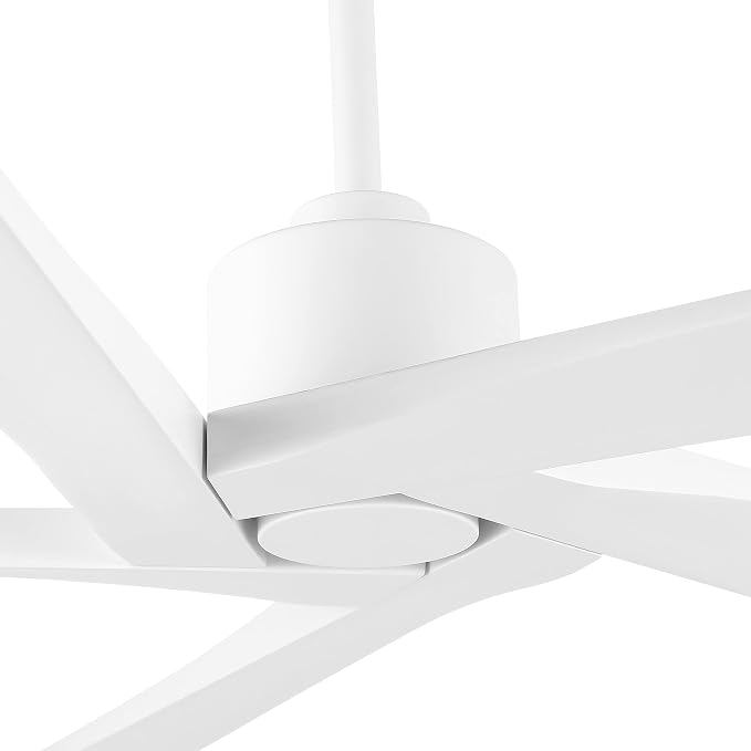 WINGBO 72 Inch DC Ceiling Fan No Light with 3 Downrods, 5 Reversible Carved Solid Wood Blades, 6-Speed Noiseless DC Motor, Ceiling Fan without Lights in White Finish, ETL Listed