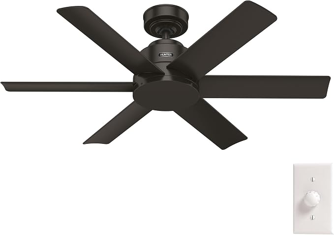 Hunter Kennicott, Outdoor or Indoor, Ceiling Fan, 44 inch, Premier Bronze | SureSpeed high velocity airflow and no-light design suit covered patios, porches, offices, or small rooms with easy setup.